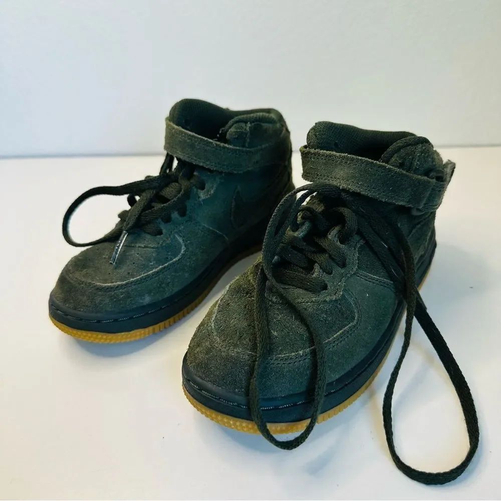 Nike Kids Olive Green Suede Leather Hightop Sneakers Size 12 Kids